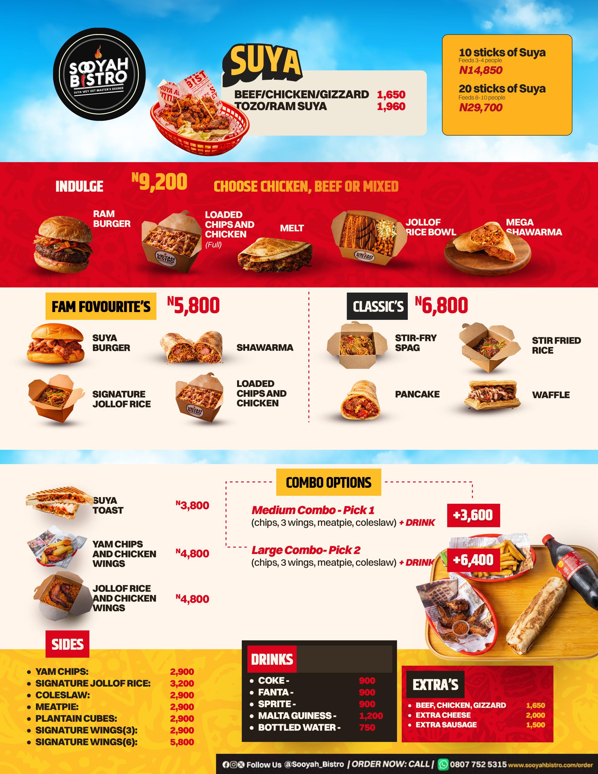 Sooyah Bistro food menu